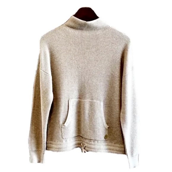 Michael Michael Kors Cinch Waist Mock Neck Oatmeal Heather Thermal Sweater - Picture 8 of 8